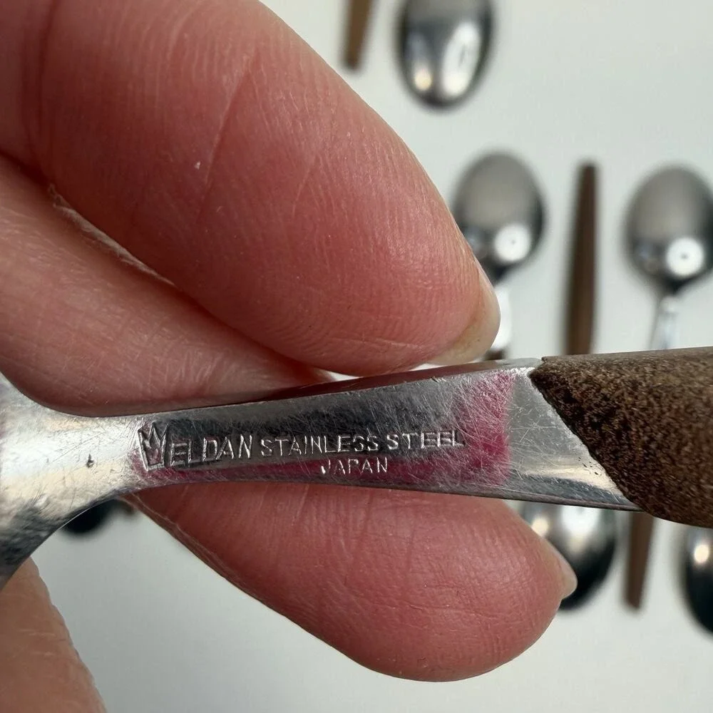 Eldan ELD2-BROWN‎ Set Of 12 Spoons Mid Century Modern Flatware Stainless Steel